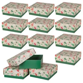 10x-pudelko-prezentowe-opakowanie-swiateczne-200x200x85-mm-choinki-zestaw