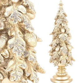 choinka-zlota-liscie-debu-na-postumencie-waska-25-cm-figurka-swiateczna