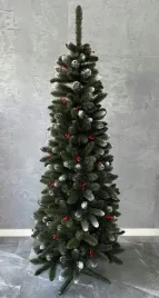 choinka-sztuczna-sosna-smukla-180cm-z-galazkami-zurawiny-waska-w-szpic-slim