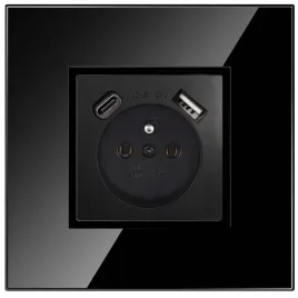 gniazdo-gniazdko-szklane-pojedyncze-czarne-bolcem-podtynkowe-usb-c-premium