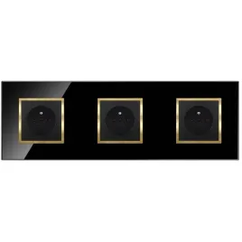 gniazdo-gniazdko-potrojne-czarne-zlote-szklane-z-bolcem-kontakt-premium