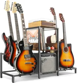 stojak-podlogowy-na-gitare-regulowany-z-polka-na-wzmaczniacz-i-akcesorie