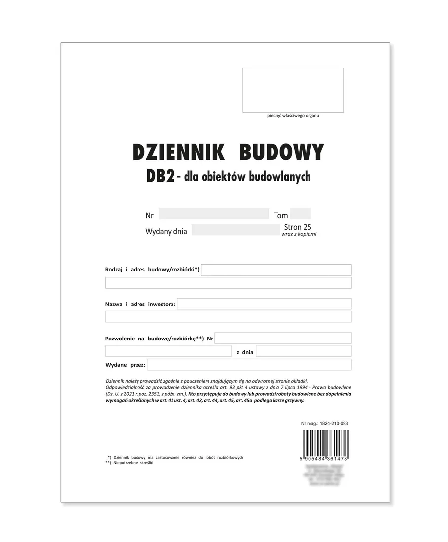 dziennik-budowy-db2-a4-oryginal-kopia-stan-nowy