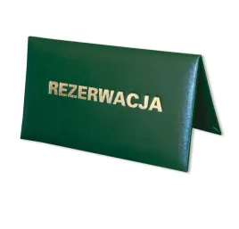 tabliczka-rezerwacja-155x85-dwustronna-stojak-na-stolik-zielona