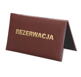 tabliczka-rezerwacja-155x85-dwustronna-stojak-na-stolik-brazowa