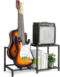 stojak-podlogowy-na-gitare-regulowany-z-polka-na-wzmaczniacz-i-akcesorie