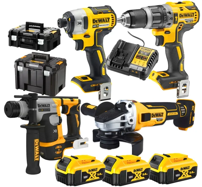 Zestaw 4 Narzędzi DeWalt DCK422P3T 18V Bezszczo DCG407 DCD796 DCF887 DCH172