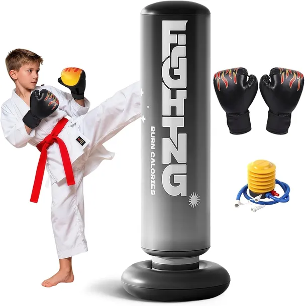 WOREK BOKSERSKI DLA DZIECI TRENINGOWY RĘKAWICE ZESTAW 120cm BOKS KICKBOKS