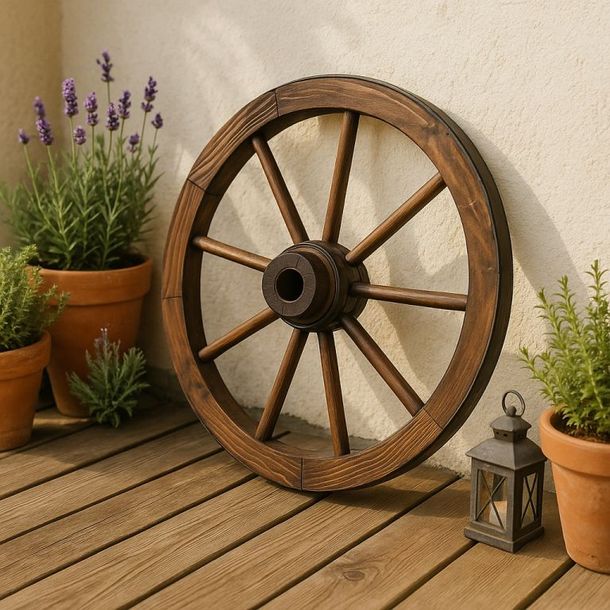 Koło drewniane Garth - stylowa rustykalna dekoracja 50 cm