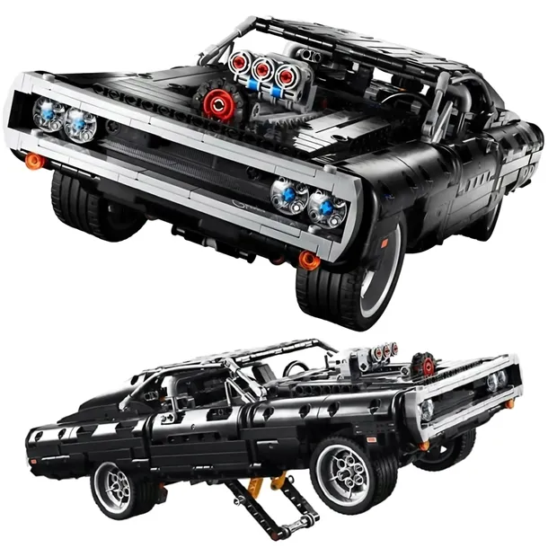 KLOCKI DODGE CHARGER MEGA KONSTRUKCJA RUCHOMY SILNIK 1077 EL XXL 39CM 10+ J