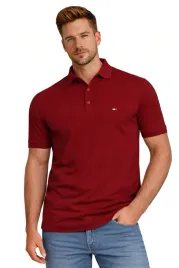 koszulka-polo-meska-id9222-bordowy-bawelniana-polowka-modna-z-logo