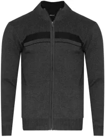 sweter-meski-rozpinany-s8162-ciemnoszary-elegancki-klasyczny-polgolf-cieply