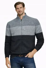 sweter-meski-rozpinany-s8655-jasnoszary-klasyczny-bawelniany-polgolf