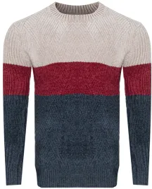 sweter-meski-s8668-bez-bordo-granat-bawelniany-szenilowy-klasyczny-cieply