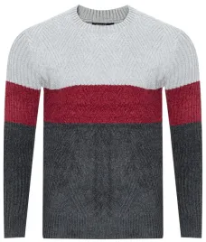 sweter-meski-s8668-szary-bordo-ciemnoszary-cieply-klasyczny-szenilowy