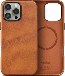 kingflag-naturalne-etui-skorzane-magsafe-do-iphone-16-pro-brazowe