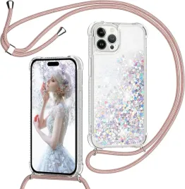 xcyoo-etui-brokatowe-do-apple-iphone-11-pro-ze-smycza-bezbarwno-rozowe