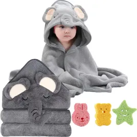 recznik-kapielowy-dla-niemowlat-dzieci-z-kapturem-80x80-slonik-3-gabki