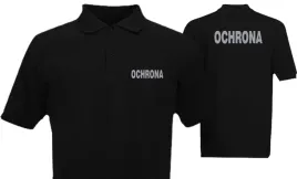koszulka-polo-ochrona-z-haftem-w-kolorze-srebrnym