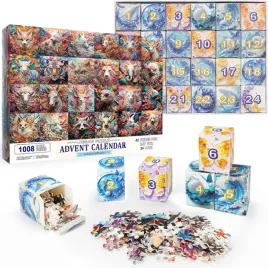 kalendarz-adwentowy-1008-puzzli-3d-swiateczne-zwierzeta-dla-dzieci-i-doro