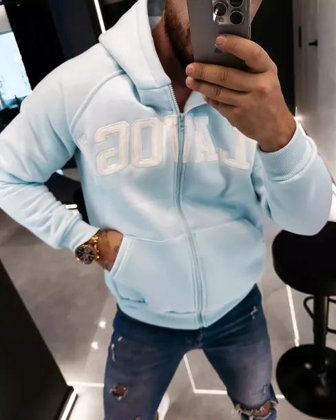 Bluza męska casual OLAVOGA Men IRIS MEN - Mięta (Rozmiar: L)