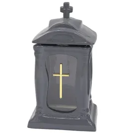znicz-ceramiczny-zegar-zc19-grafitowy-ze-zlotym-krzyzem-kapliczka-cmentarz