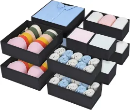 homsorout-organizer-szufladowy-12-sztuk-faltowy-pojemnik-na-ubrania-czarne