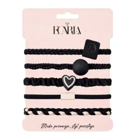 ecarla-zestaw-gumek-do-wlosow-5szt-czarne-smile-serce-gum185cz