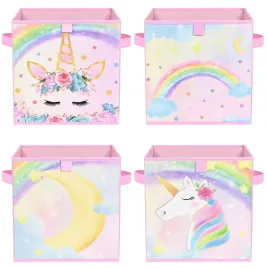 wernnsai-pudelka-na-zabawki-jednorozec-4-sztuki-skladane-kosze-28cm