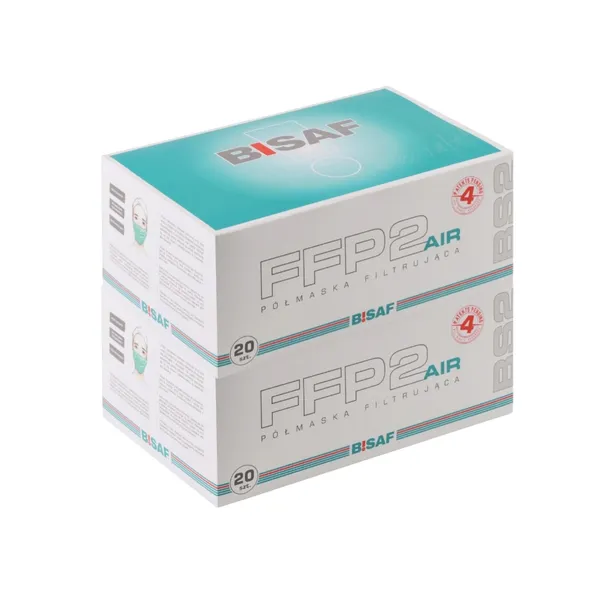 Maseczki FFP2 AIR | BISAF | skuteczna ochrona 95% | 2 x opak. 20 sztuk
