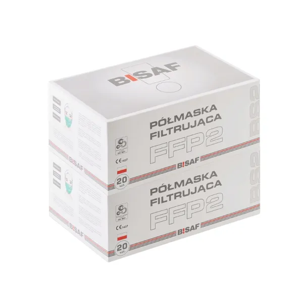Maseczki FFP2 | BISAF | skuteczna ochrona 94,9% | 2 x opak. 20 sztuk