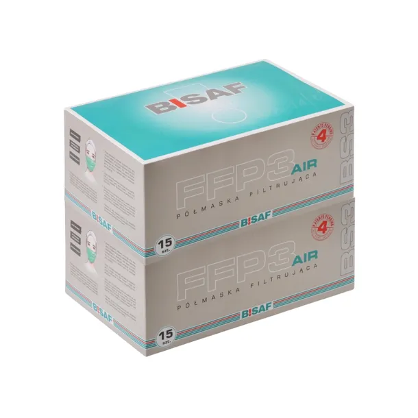 Maseczki FFP3 AIR | BISAF | wysoka filtracja 99% | 2 x opak. 15 sztuk