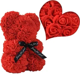 mis-z-roz-kwiatow-czerwony-figurka-ozdobna-walentynki-bukiet-23-cm