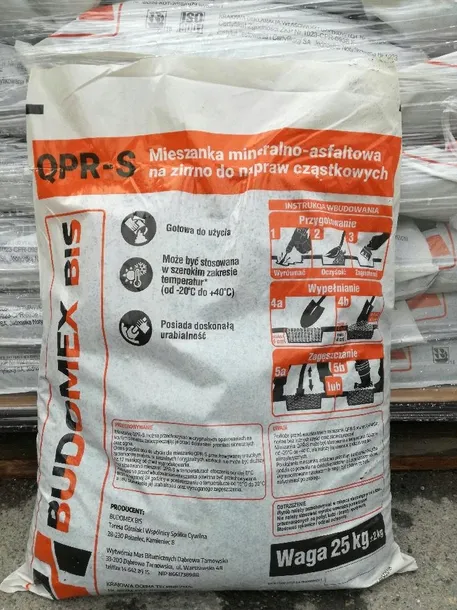 Asfalt na zimno masa bitumiczna paleta 500 kg - worki po 25kg