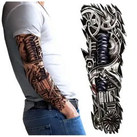 tatuaz-rekaw-biomechanika-sprezyna-tlok-zmywalny-tymczasowy-wodny