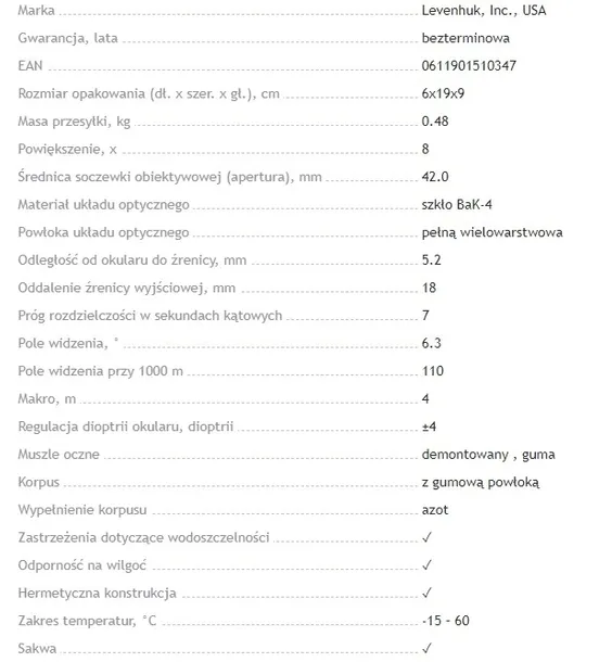 monokular-levenhuk-wise-plus-8x42-stan-nowy-srednica-obiektywu-42-mm