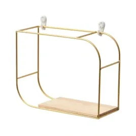 polka-scienna-stojak-zloty-drewno