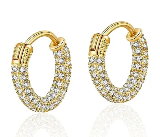 ZŁOTE KOLCZYKI DAMSKIE 585 Z KRYSZTAŁAMI SWAROVSKI GRAWER PREZENT DLA ŻONY