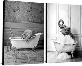 obraz-plakat-na-sciane-na-plotnie-bez-ramy-2x-60x90cm-wzor-slon-w-wannie
