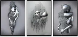 obraz-plakat-na-sciane-na-plotnie-bez-ramy-3x-60x90cm-wzor-metalowa-figurka