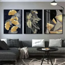 plakat-60x90-cm-dekoracja-z-nadrukiem-lisci-roslin-bez-ramki-3-szt-glamour