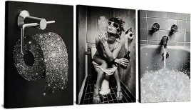 obraz-plakat-na-sciane-na-plotnie-bez-ramy-3x-50x70cm-kobieta-w-lazience