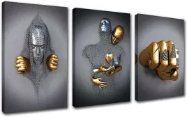 obraz-plakat-na-sciane-na-plotnie-bez-ramy-3x-60x80cm-wzor-metalowa-figurka