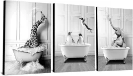 obraz-plakat-na-sciane-na-plotnie-bez-ramy-3x60x90cm-zwierzeta-w-wannie