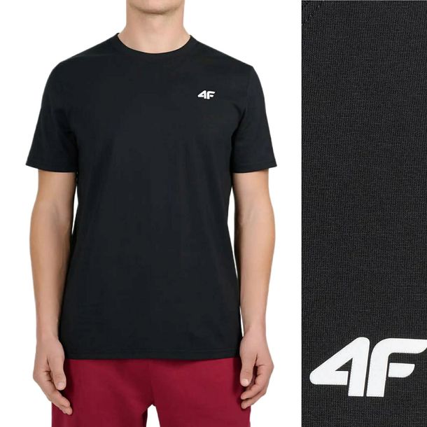KOSZULKA MĘSKA 4F GŁADKA TSHIRT BAWEŁNA PODKOSZULEK M3341 20S CZARNA r. M