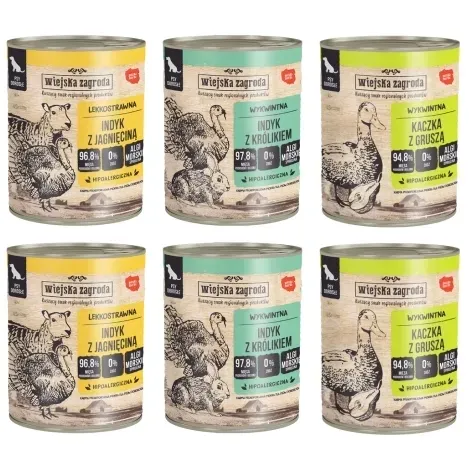 Wiejska Zagroda mokra karma dla PSA Indyk MIX 6x800g