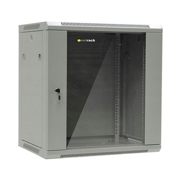 Szafa wisząca RACK 19” 12U, 450mm, Netrack F-Line, szara, drzwi