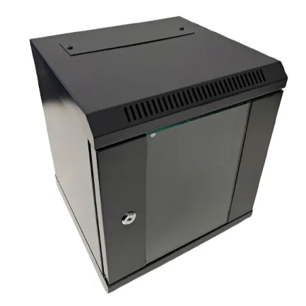 Szafa wisząca Rack 10'', 6U, 300 mm, Netrack S-Line, czarna, drzwi szklane