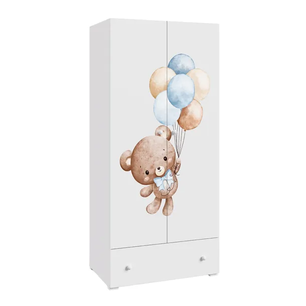 Szafa na ubrania dwudrzwiowa garderoba biała dziecięca Sweet Bear STELLA