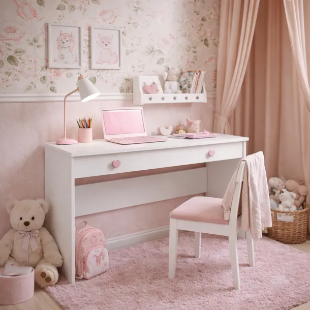 biurko-biale-komputerowe-szkolne-szuflada-wolnostojace-proste-basic-rozowe-material-blatu-plyta-laminowana